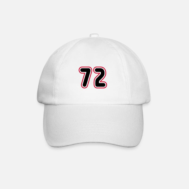 72 Number number - Baseball Cap - white/white