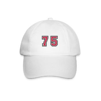 75 Zahl Symbol - Baseballkappe - Weiß/Weiß - Vorne
