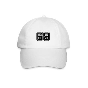 69 Zahl Symbol - Baseballkappe - Weiß/Weiß - Vorne