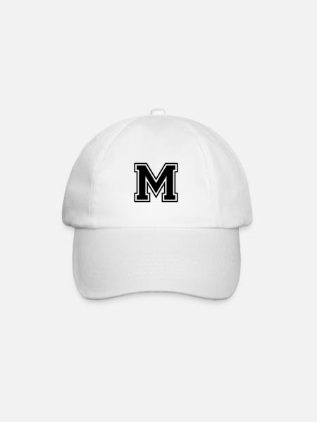 Letter M Team Football Baseball Basketball Universität - Baseballkappe - Weiß/Weiß