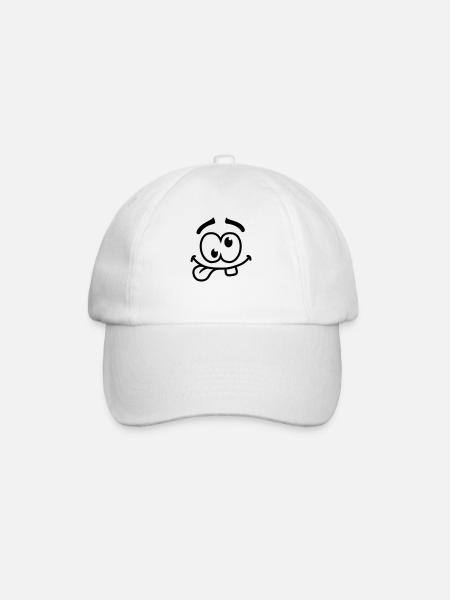 Crazy Smiley Face - Baseball Cap - white/white