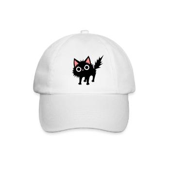 Schwarze Katze - Baseballkappe - Weiß/Weiß - Vorne