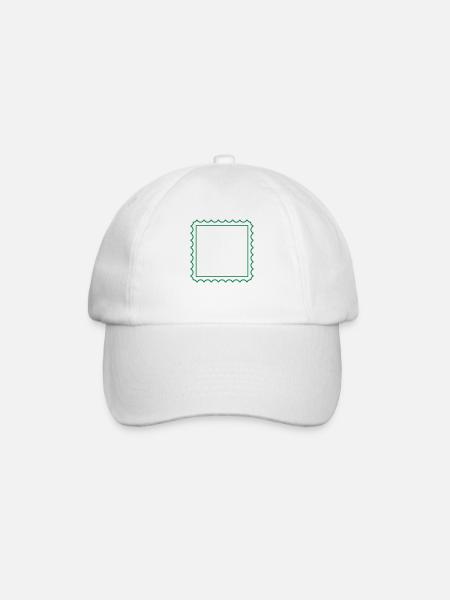 Quadratische Briefmarke - Baseballkappe - Weiß/Weiß
