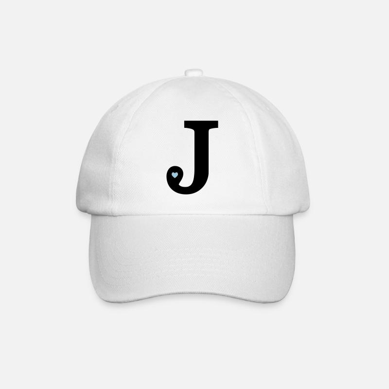 Lettre J initiale - Casquette classique - blanc/blanc