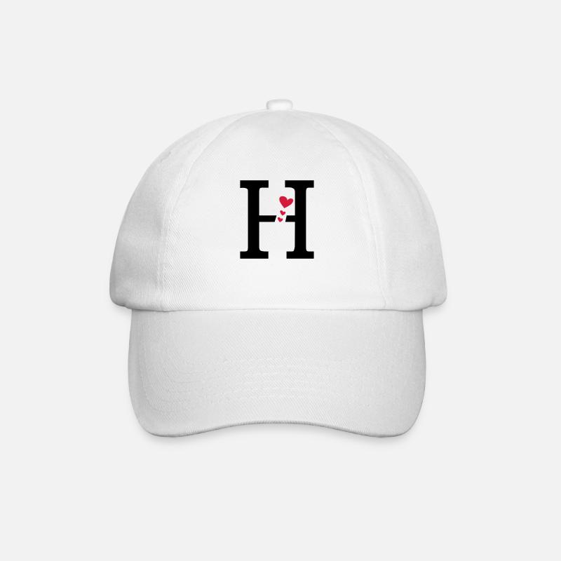 Großbuchstabe H mit Herzen - Baseballkappe - Weiß/Weiß