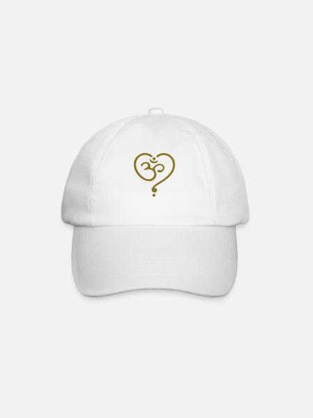 OM Symbol Herz Yoga Liebe Spiritualität Meditation - Baseballkappe - Weiß/Weiß