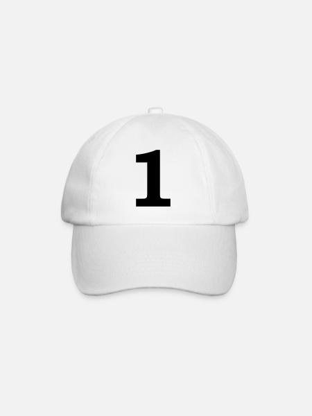 number - 1 - one - Baseball Cap - white/white