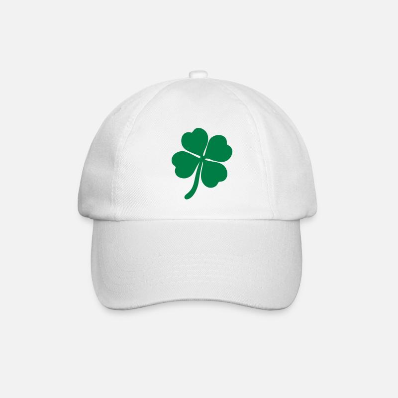 vierblättriges Kleeblatt vierblättrig Glück - Baseballkappe - Weiß/Weiß