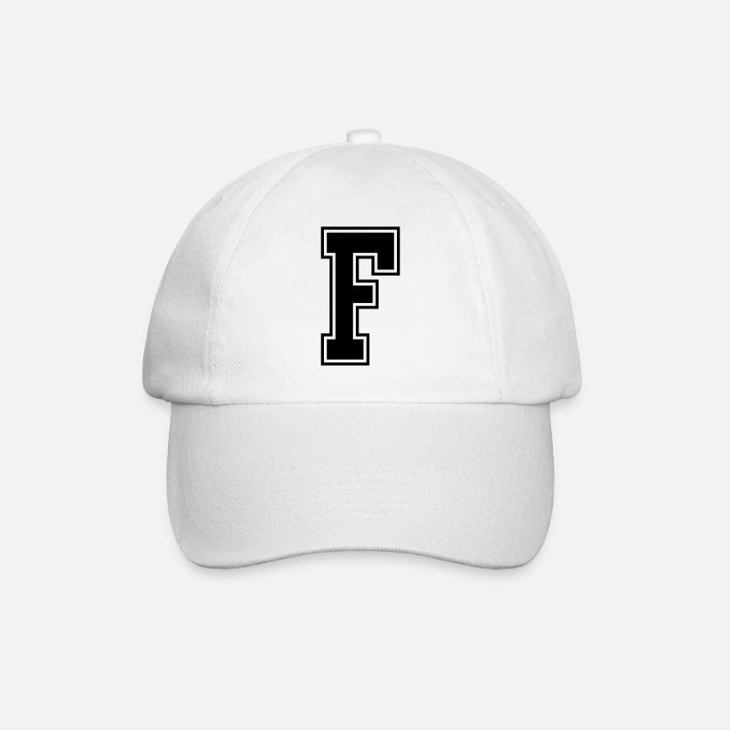 Buchstabe F - Baseballkappe - Weiß/Weiß