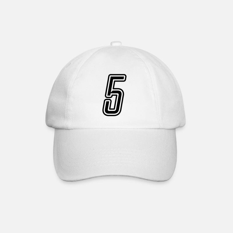 5 Zahl nummer - Baseballkappe - Weiß/Weiß