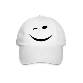 Zwinkersmiley - Baseballkappe - Weiß/Weiß - Vorne