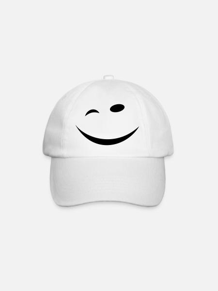 Zwinkersmiley - Baseballkappe - Weiß/Weiß