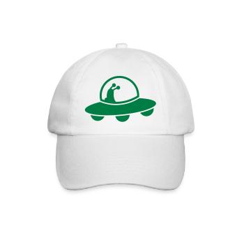 alien spacecraft flying UFO with cute Aliens - Baseball Cap - white/white - Front