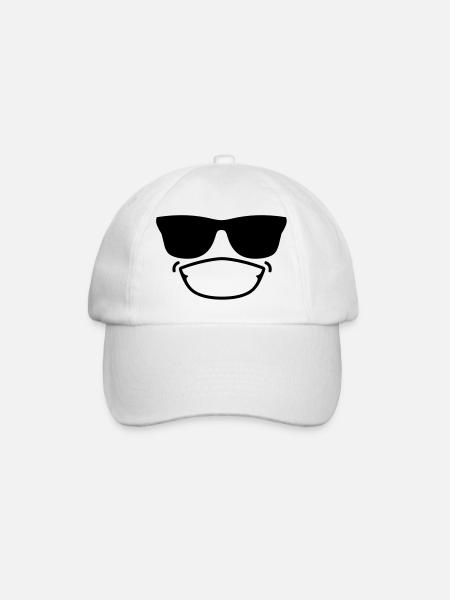 smiley12b - Baseball Cap - white/white