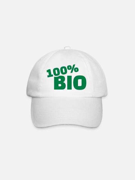 100% Bio - Baseballkappe - Weiß/Weiß