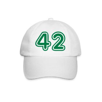 Green College Numers, College Zahlen, Nummern, 42 - Baseballkappe - Weiß/Weiß - Vorne