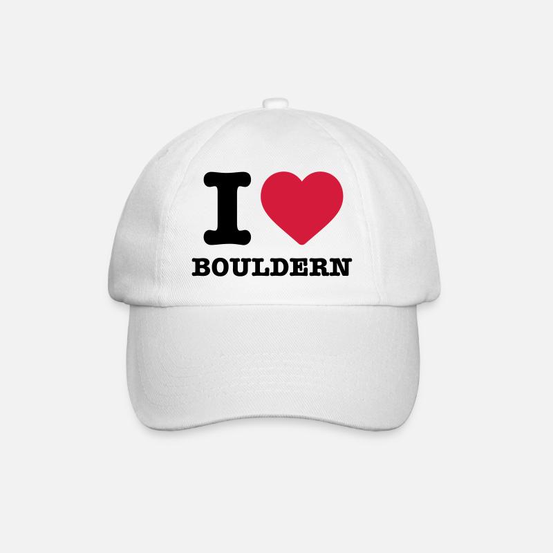 I love Bouldern Spruch Herz rot Klettern Boulderer - Baseballkappe - Weiß/Weiß