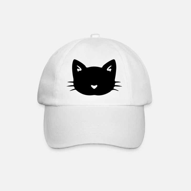 Katze Katzengesicht Katzenkopf Kätzchen Kater - Baseballkappe - Weiß/Weiß