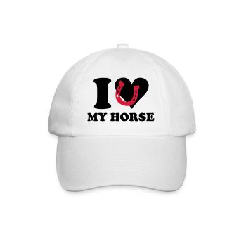 I love my horse - Ich liebe mein Pferd - Baseballkappe - Weiß/Weiß - Vorne