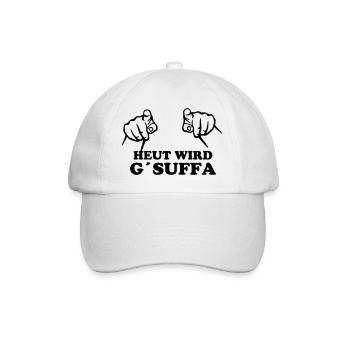 heut_wird_gsuffa - Baseballkappe - Weiß/Weiß - Vorne