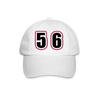 56 Zahl College - Baseballkappe - Weiß/Weiß - Vorne
