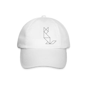 Cat – Tangram – Line Art - Baseball Cap - white/white - Front
