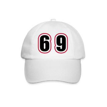 69 Zahl College - Baseballkappe - Weiß/Weiß - Vorne