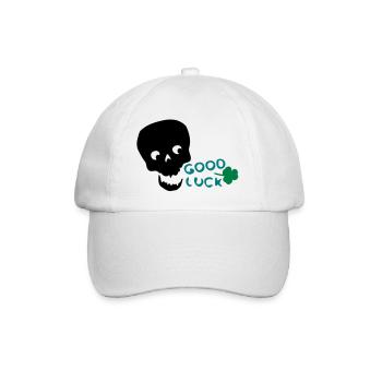 Good Luck shamrock txt & skull - Baseball Cap - white/white - Front