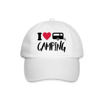 I Love Camping Campen Zelten - Baseballkappe - Weiß/Weiß - Vorne
