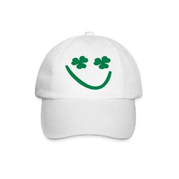 Shamrock smiley face - Baseball Cap - white/white - Front