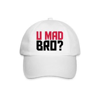 Cool U Mad Bro Text Design - Baseball Cap - white/white - Front