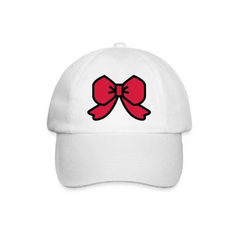 red ribbon bow - Baseball Cap - white/white - Front