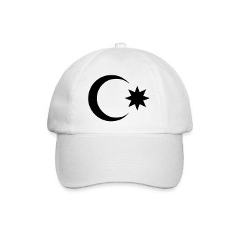 azerbaijan Aserbaidschan Mond und Stern - Baseballkappe - Weiß/Weiß - Vorne