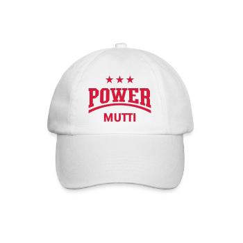 Power Mutti (Mama, Mami, Mutter, Muttertag / Red) - Baseballkappe - Weiß/Weiß - Vorne