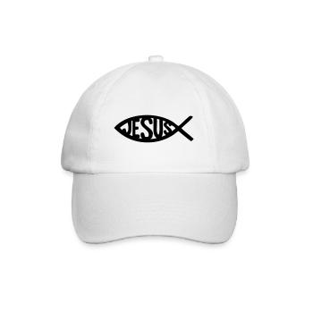 Jesus Fisch Symbol - Baseballkappe - Weiß/Weiß - Vorne