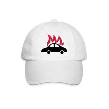 burning car - Baseball Cap - white/white - Front