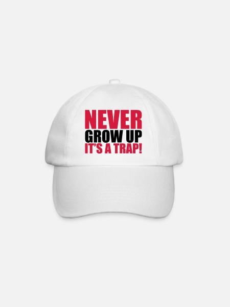 Never Grow Up - Baseballkappe - Weiß/Weiß