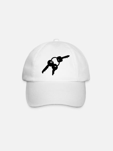 Keychain - keys - key - Baseball Cap - white/white