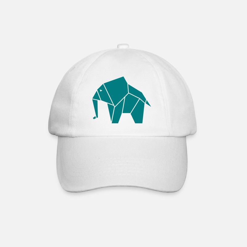 Elefant Origami - Baseballkappe - Weiß/Weiß