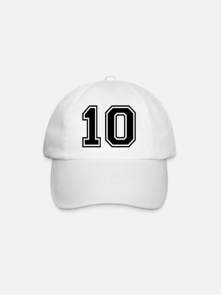 Nummer 10 Team Football Baseball Basketball University - Baseballkappe - Weiß/Weiß