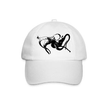 Oktopus - Kraken - Baseballkappe - Weiß/Weiß - Vorne