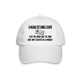 La musique c'est comme la bouffe - Casquette classique - blanc/blanc - Devant