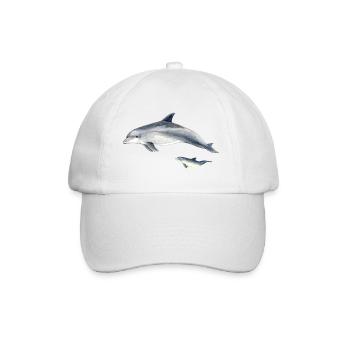 Delfine in blauem Duo-Aquarell - Baseballkappe - Weiß/Weiß - Vorne