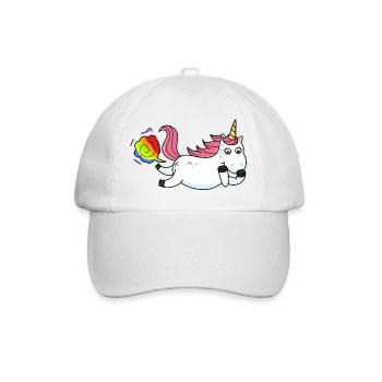 Furzendes Einhorn Regenbogen - Baseballkappe - Weiß/Weiß - Vorne