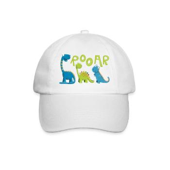 ROOAR Dino Arten Motiv I Lustiges Kinder Geschenk - Baseballkappe - Weiß/Weiß - Vorne