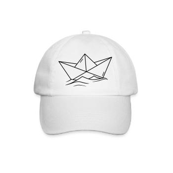 Papierschiff Skizze Minimalistisch Line Art - Baseballkappe - Weiß/Weiß - Vorne