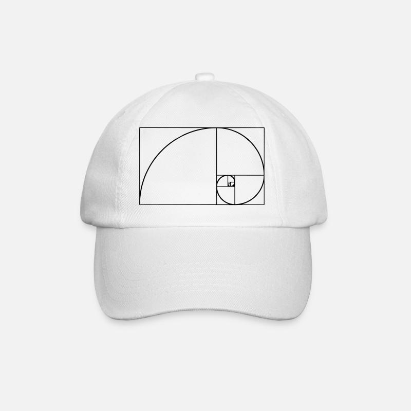 Golden Ratio, Fibonacci, Phi, spiral, geometry - Basebollkeps - vit/vit
