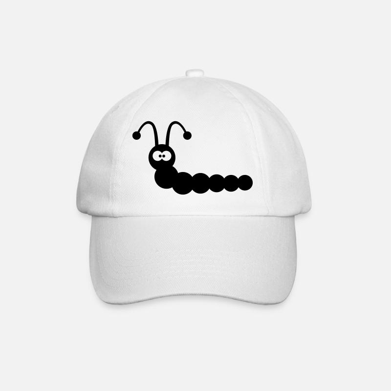 Lustiger Wurm - Baseballkappe - Weiß/Weiß