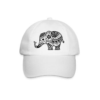 Verzierter indischer Elefant - Baseballkappe - Weiß/Weiß - Vorne