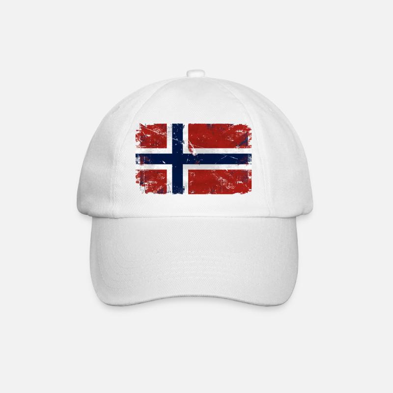 Norway Vintage Flag - Baseballkappe - Weiß/Weiß
